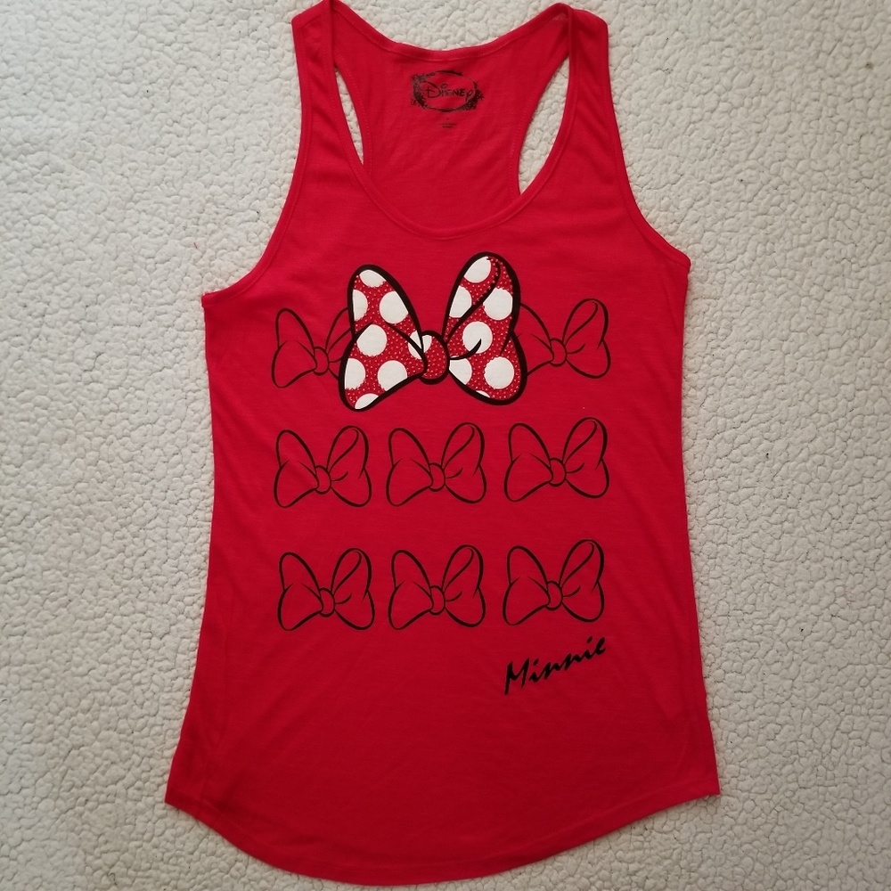 Disney Parks Minnie Mouse Red Bow Rhinestone Racerback Tank Top M